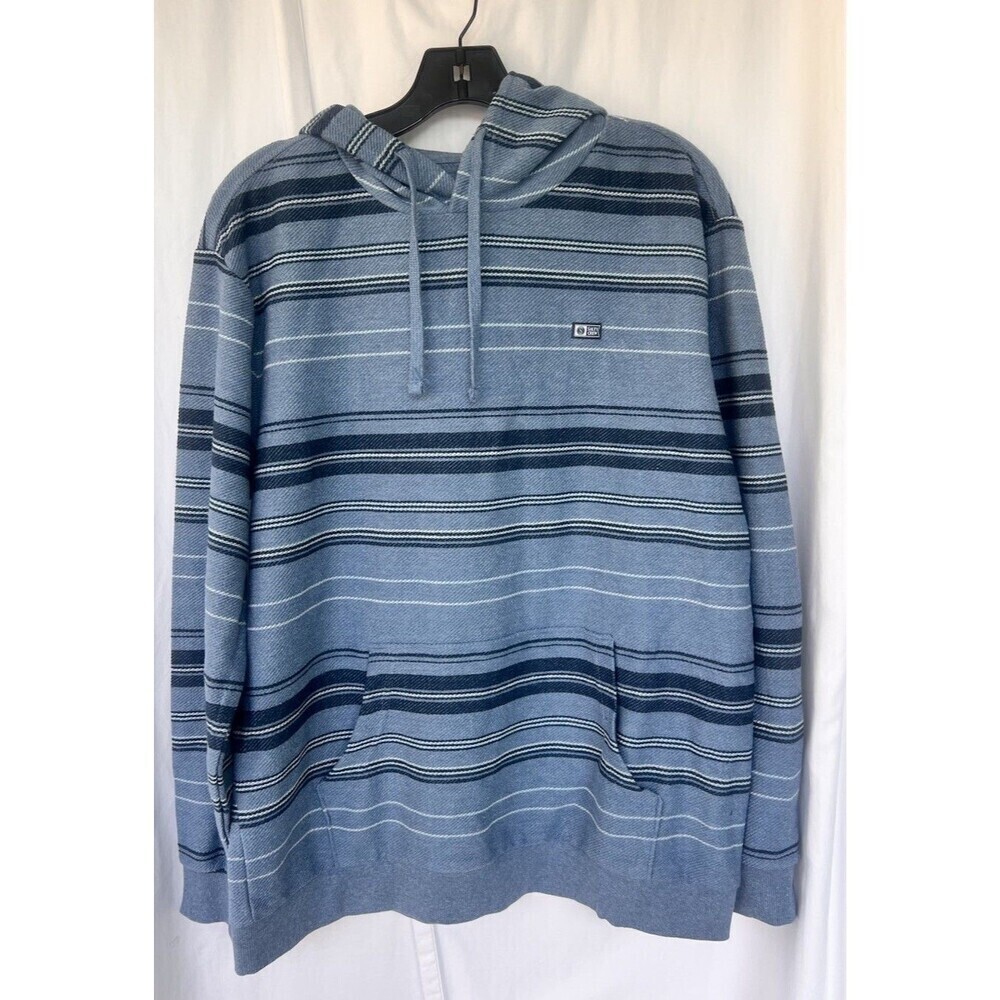 Salty Crew Crewser Fleece Hood Channel Blue Stripes Woven Men’s Size Medium